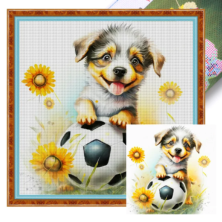 World Cup Zodiac Dog 18CT (25*25CM) Stamped Cross Stitch gbfke