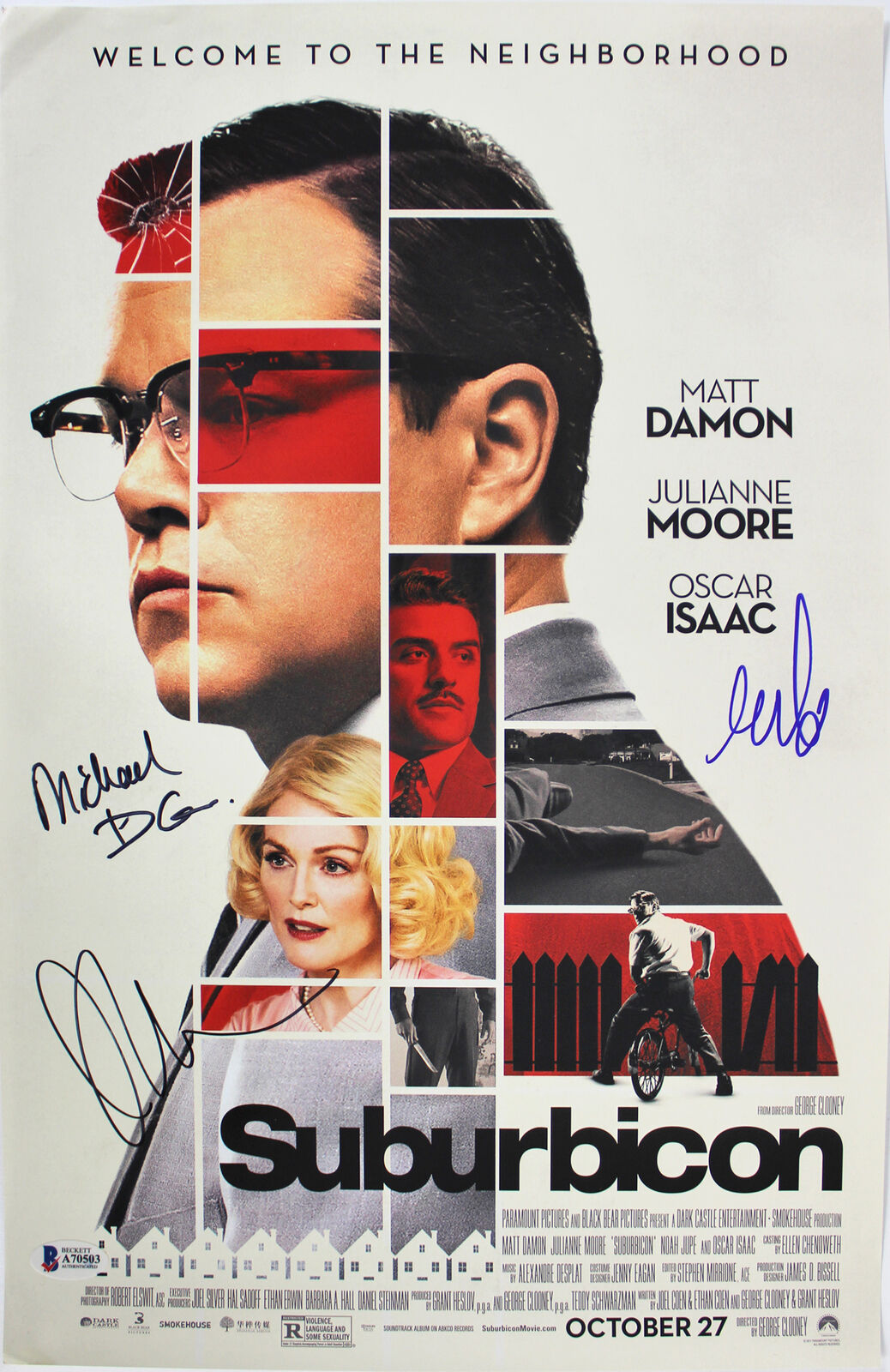 Suburbicon (3) Moore, Cohen Authentic Signed 11x17 Photo Poster painting Autographed BAS #A70503