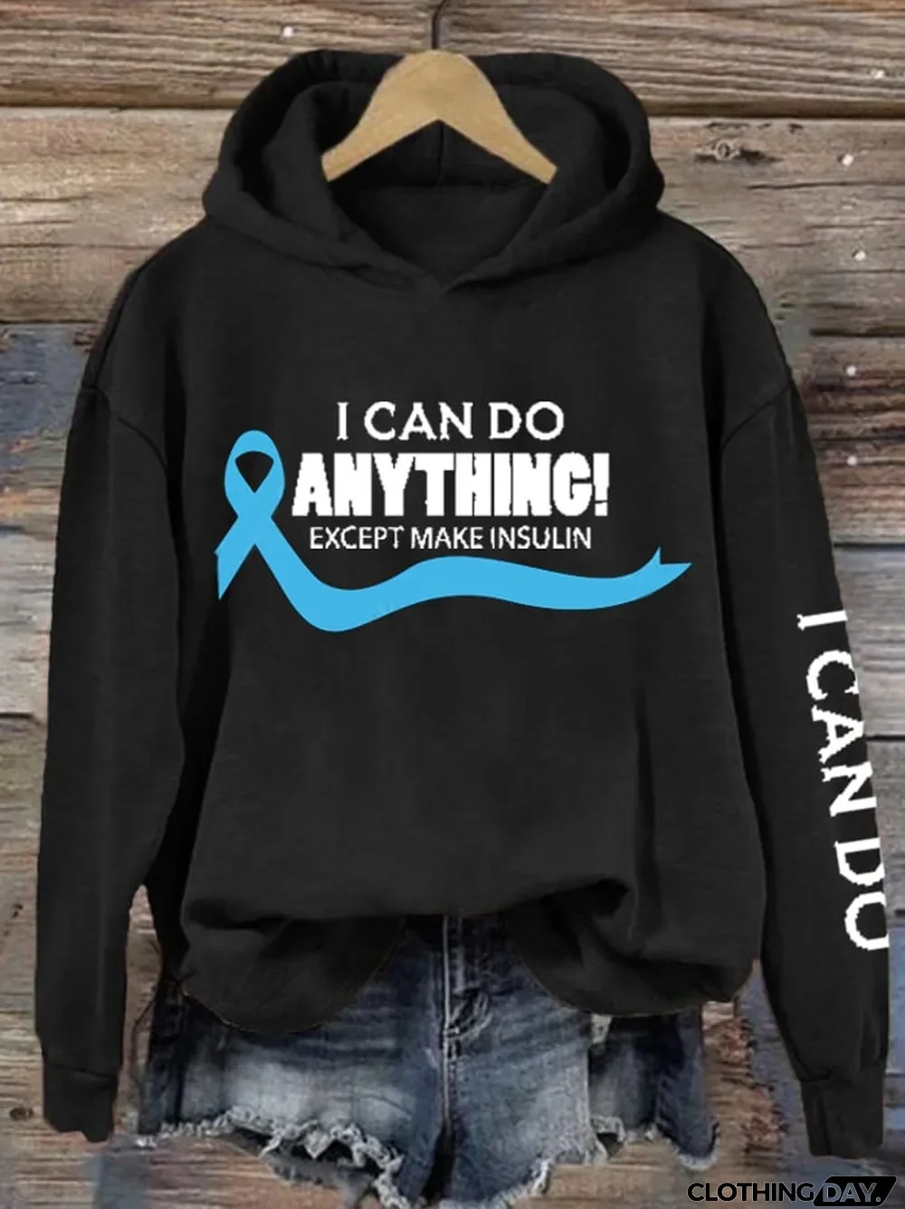 Women's I Can Do Anything Except Make Insulin Print Hoodie Long Sleeve Sweatshirt