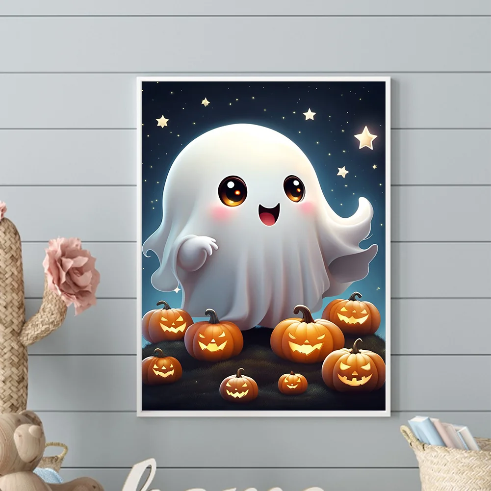 Diamond Painting - Full Round Drill - Halloween Cute Ghost(Canvas|30*40cm)
