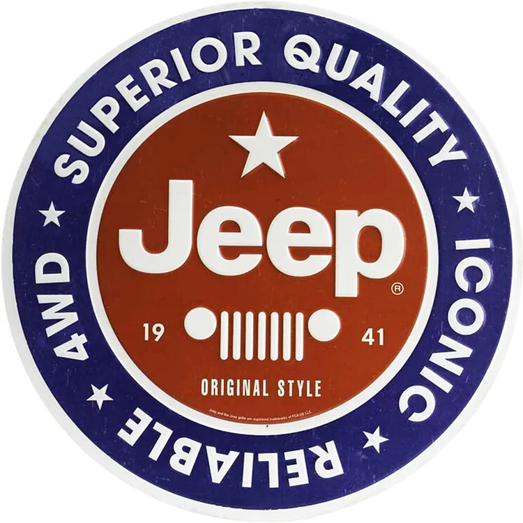 Jeep - Tin Signs/Wooden Signs - Calligraphy Series - 12*12inches (Round)