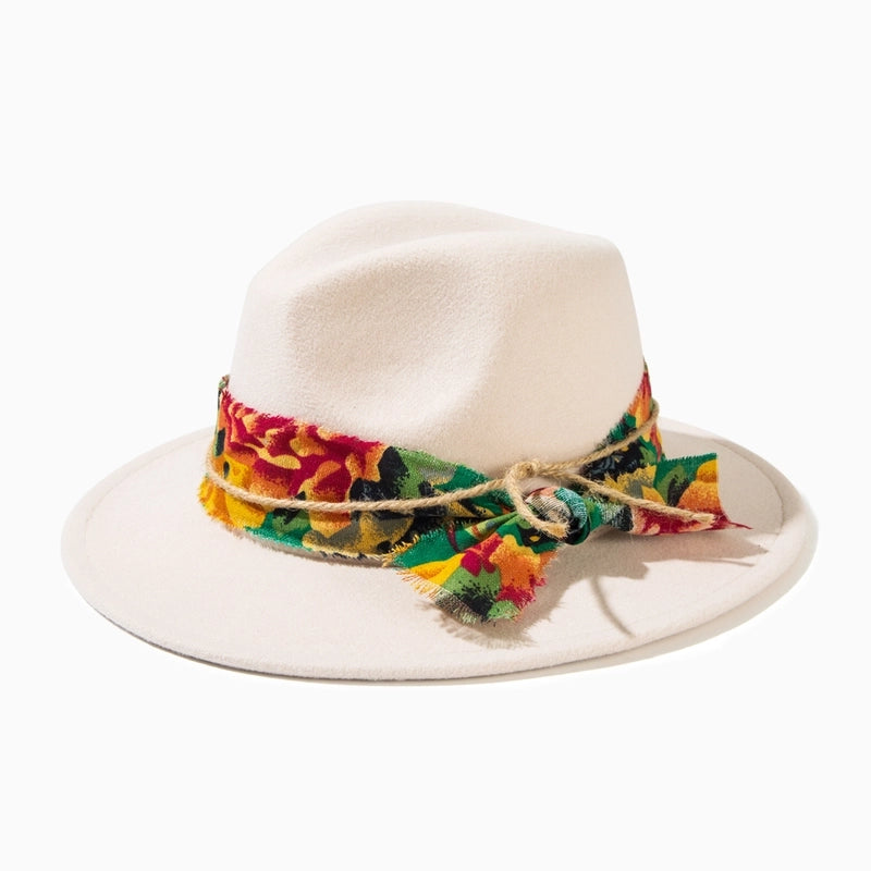 Unisex Casual Elegant Solid Color Flat Eaves Fedora Hat