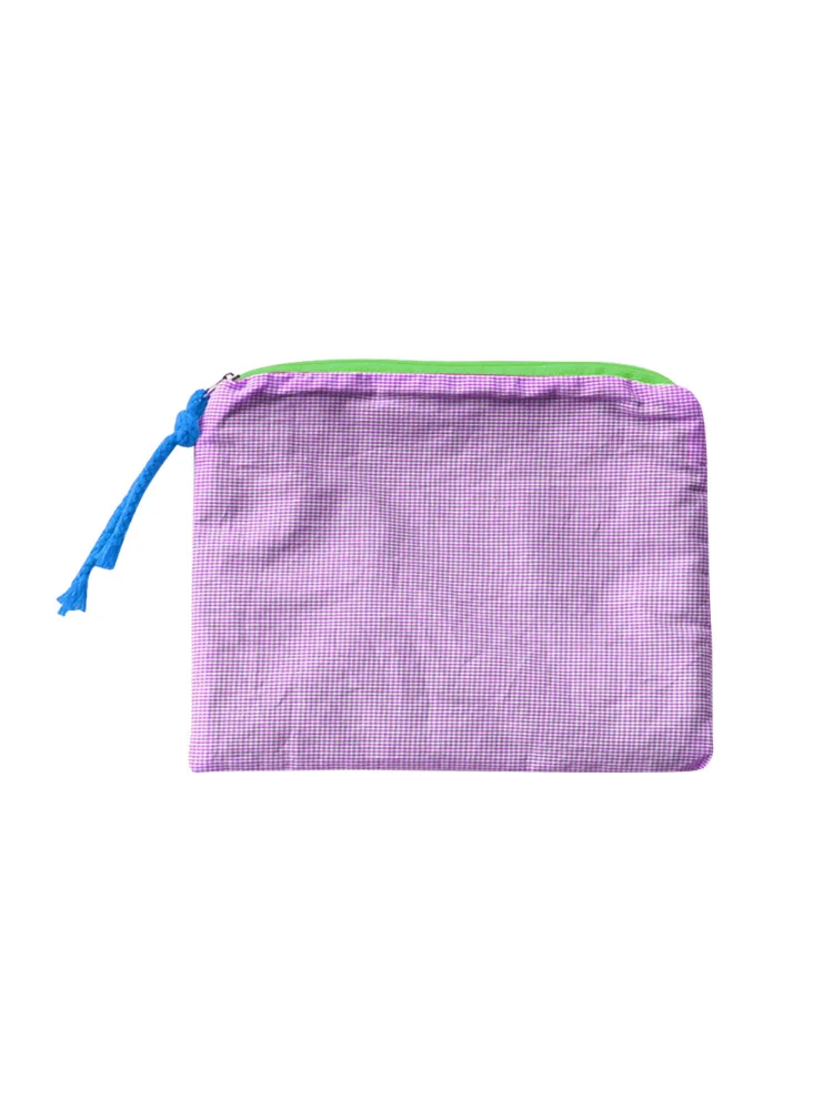 Fashion Women Plaid Printing Small Handbags Cosmetic Storage Bags (Purple)