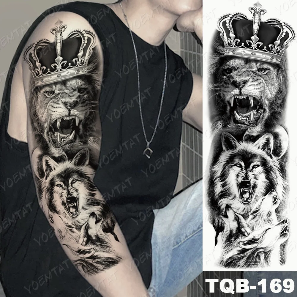 Large Full Arm Sleeve Tattoo Indian Forest Leopard Waterproof Temporary Tatoo Sticker Wild Tribe Men Women Body Art Tatto