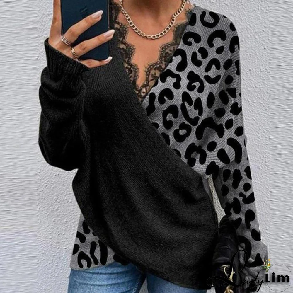 Groovy V-Neck Print Criss Cross Front Sweater
