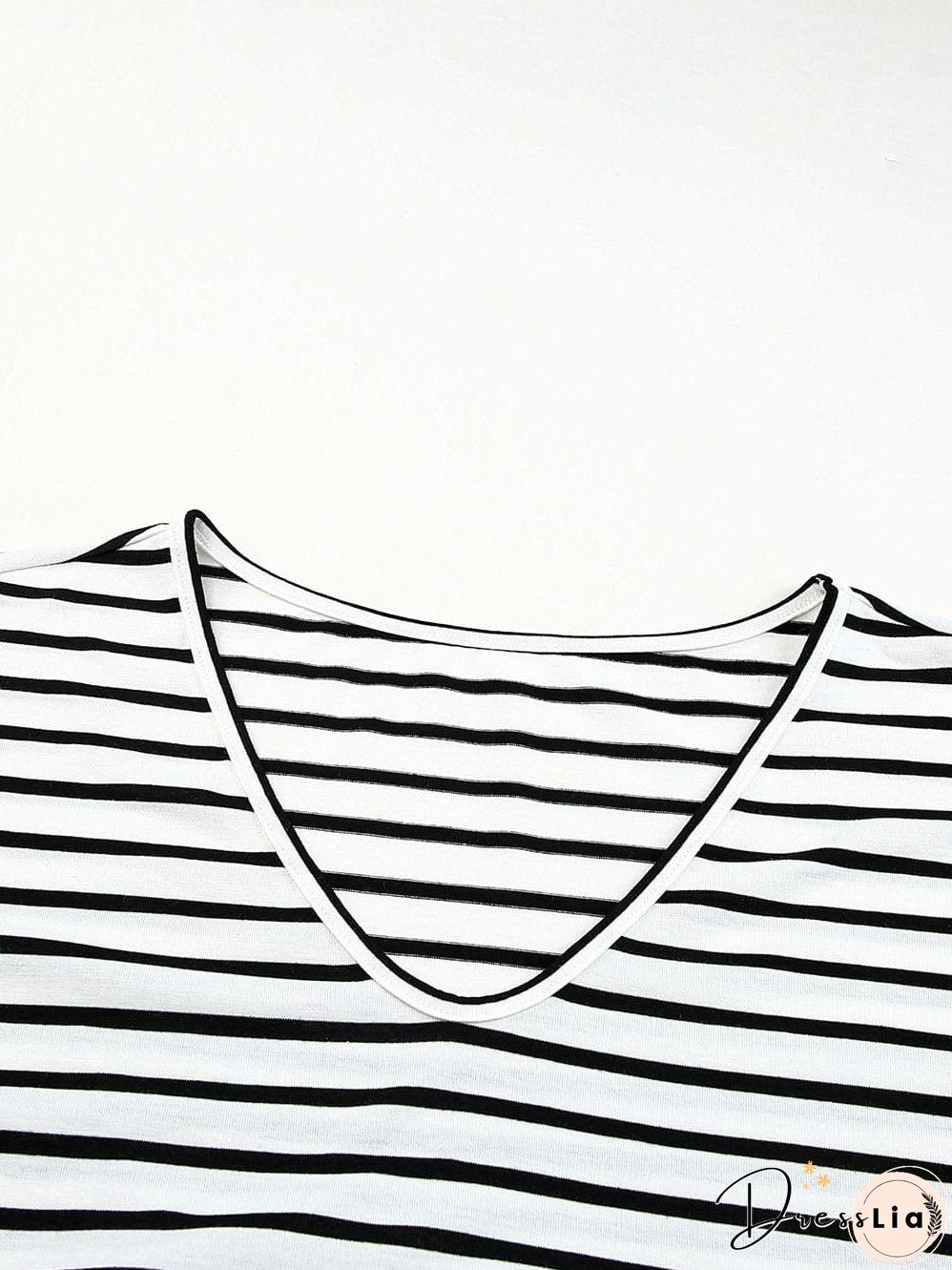 Chic Black V-Neck Striped Maxi Dress with Side Slits