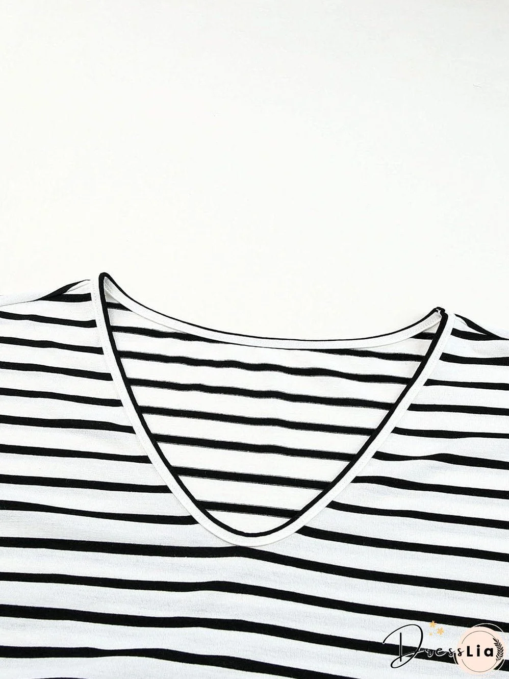 Chic Black V-Neck Striped Maxi Dress with Side Slits