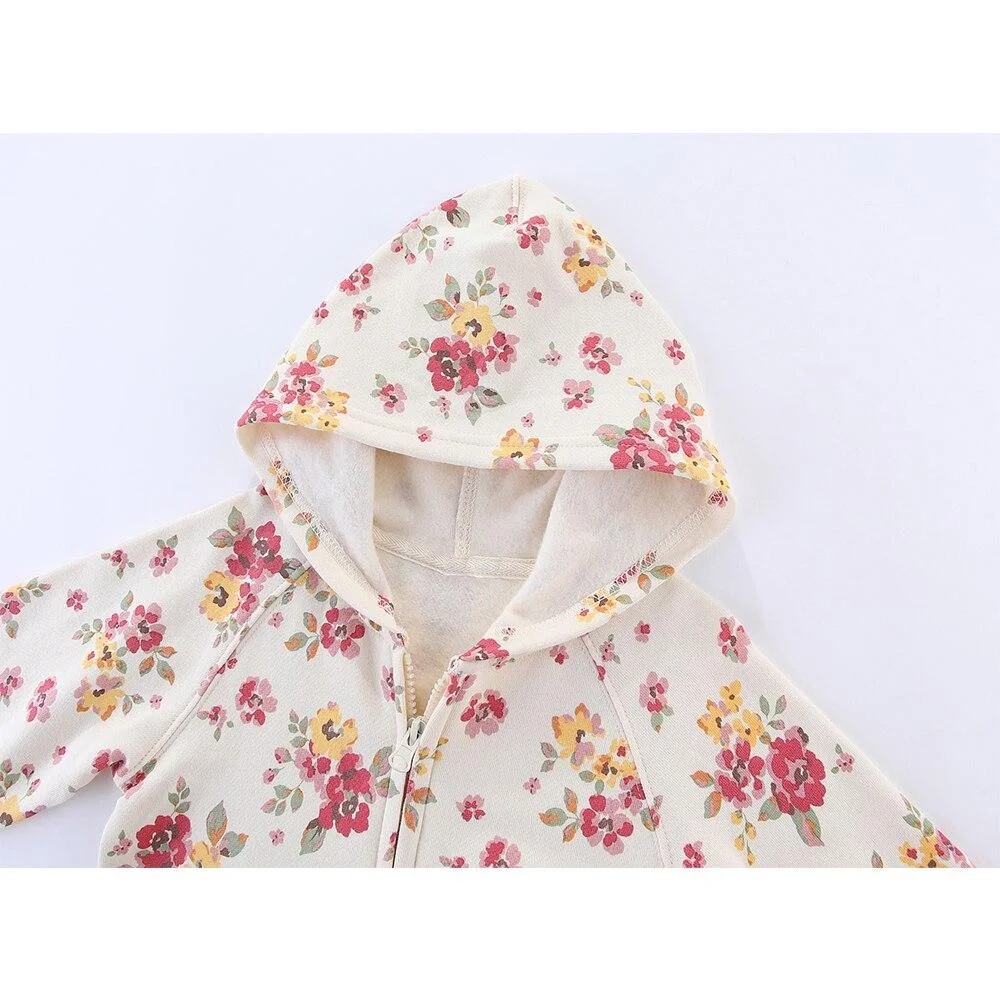 Mudkingdom Girls Floral Cardigan Jacket Casual Hooded Coat For Girl Children Clothes Baby Kids Toddler Jackets