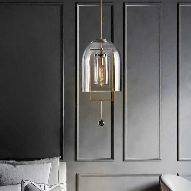 Simple Brass Kitchen Island Rod Pendant Light
