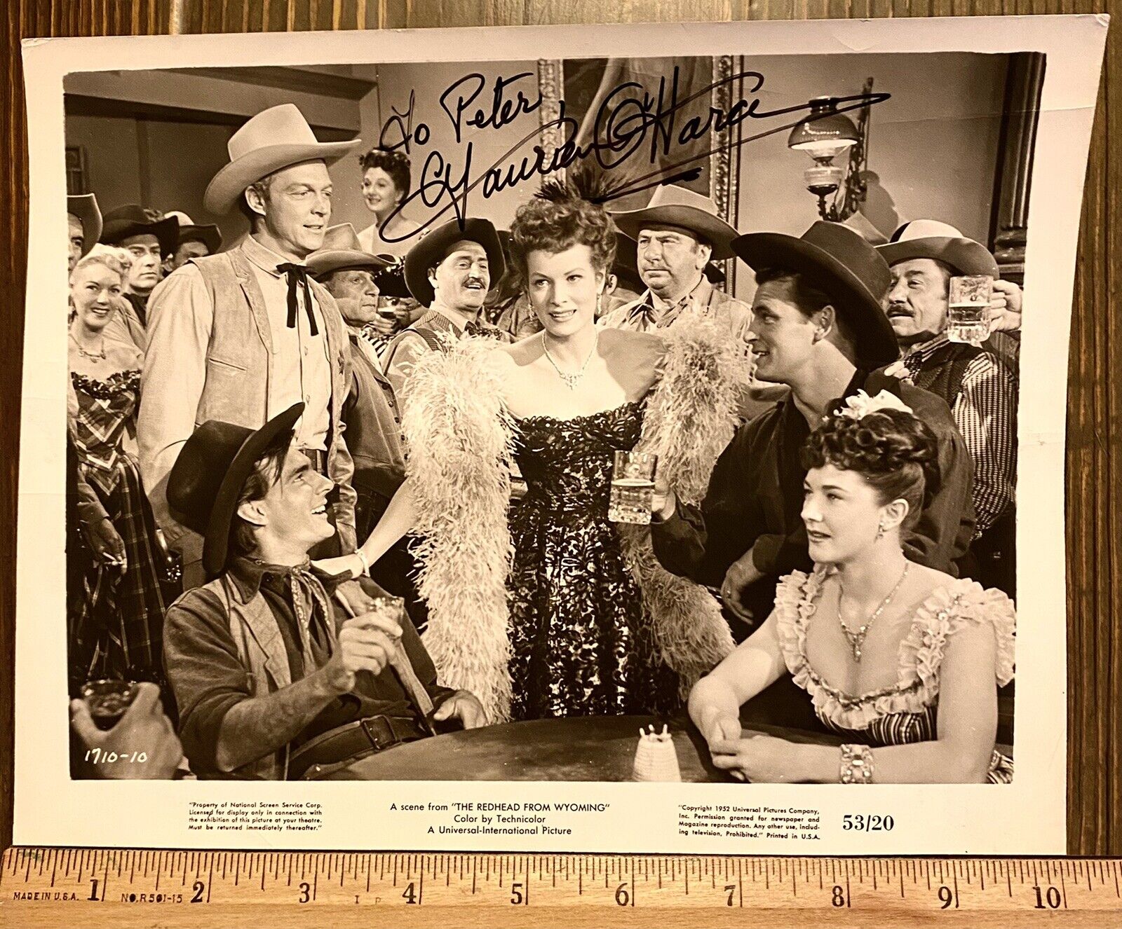 MAUREEN O'HARA Signed The Redhead From Wyoming Publicity Promo Photo Poster painting Autograph