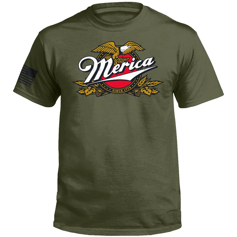 "Merica Genuine Draft"Print T-Shirt