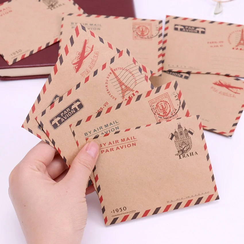 10 PCS Vintage Kraft Paper Envelopes Cute Cartoon Mini Paper Envelopes Kawaii Paper Korean Stationery Gift