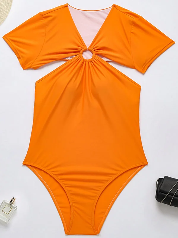 Short Sleeve Split-Joint Hollow One-Piece Wetsuit Swimwear