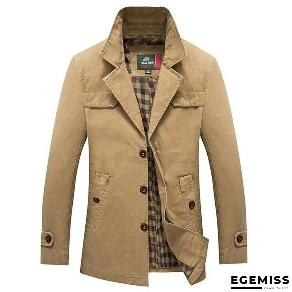 Men's Business Casual Long Cotton Trench Coat Jacket Men Winter Brand Classic Iconic Trench Breasted Overcoat | EGEMISS