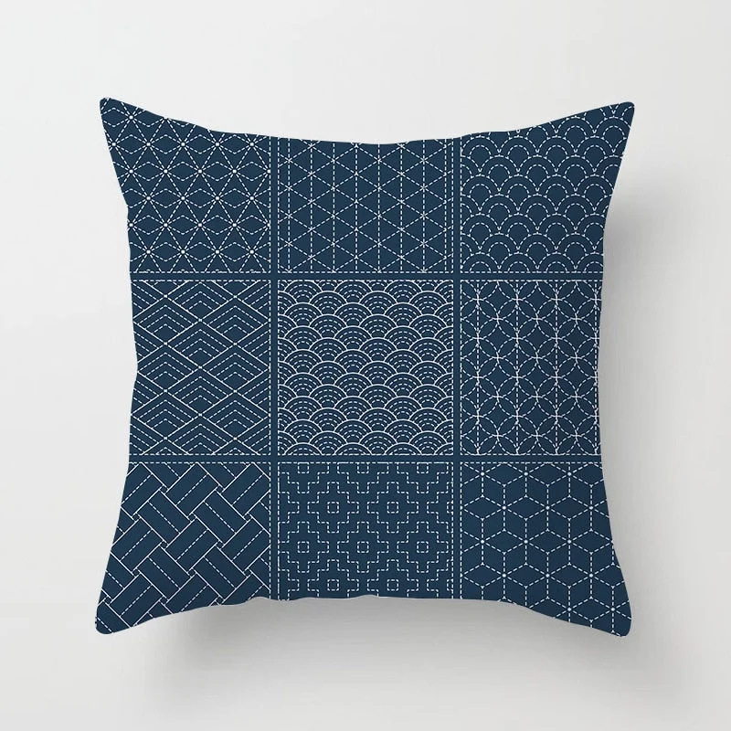 Blue White Porcelain Print Cushions Case Bohemian Style Mandala Geometry Pillows Case Modern Fashion Sofa Chairs Throw Pillows