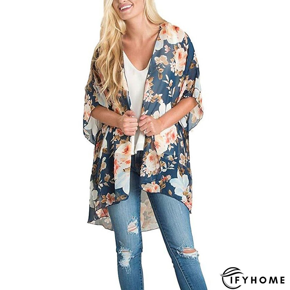 Women's Casual Jacket Causal Oversized Leaf Breathable Boho Regular Fit Outerwear 3/4 Length Sleeve Summer Pink S | IFYHOME