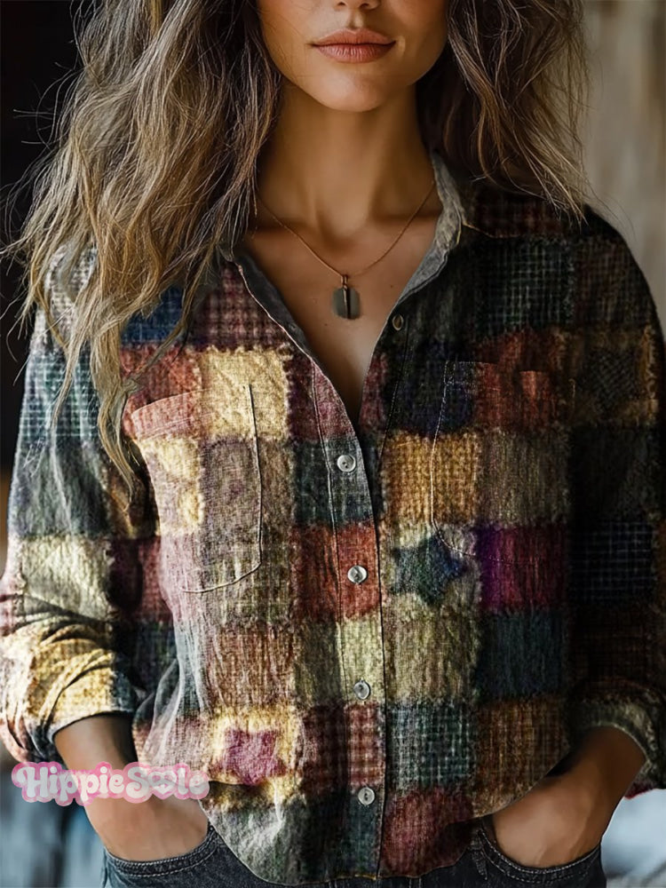Art Print Casual Long Sleeve Comfortable Cotton Shirt Multicolor / S