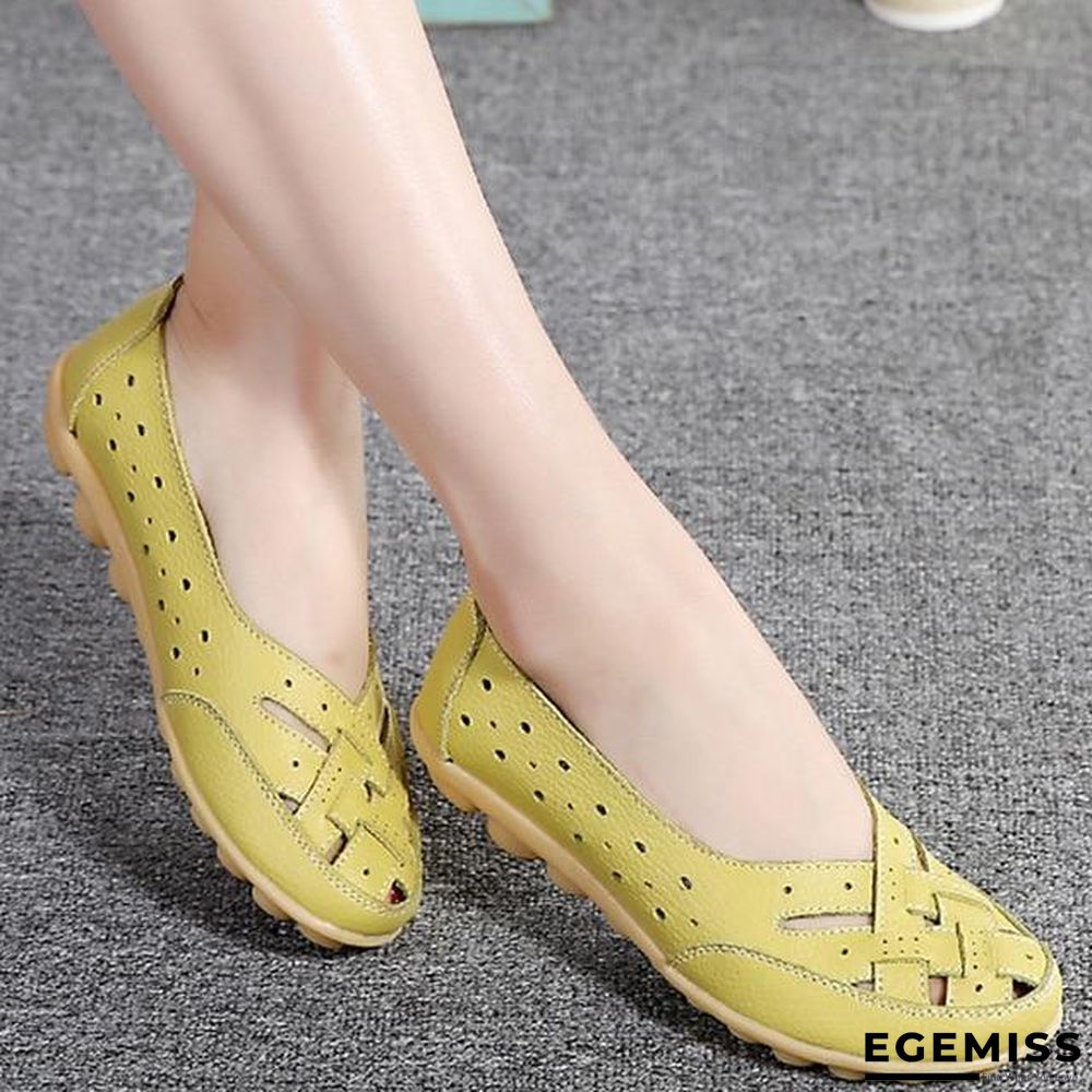 Comfort Genuine Leather Flat Shoes Woman Loafers Ballet Shoes | EGEMISS