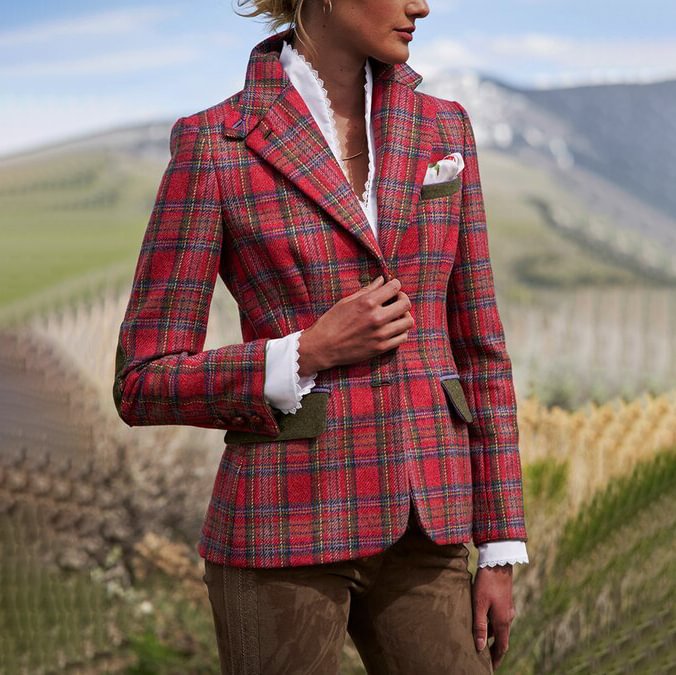 Women's Fashion Vintage Check Coat