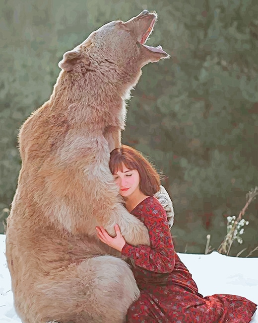 

Girl hugging Big bear – Paint By Numbers - 40*50CM, 501 Original