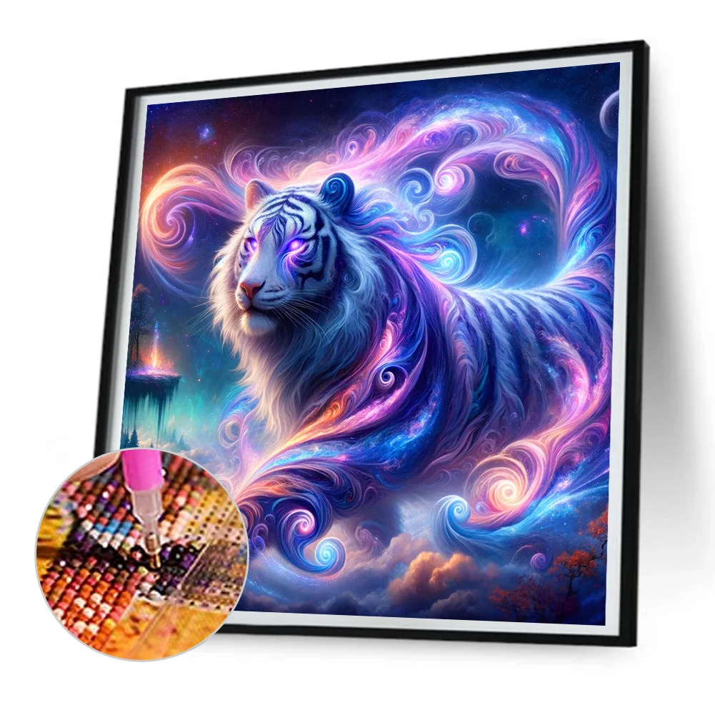 Diamond Painting - Full Round Drill - Purple Tiger(Canvas|30*30cm)