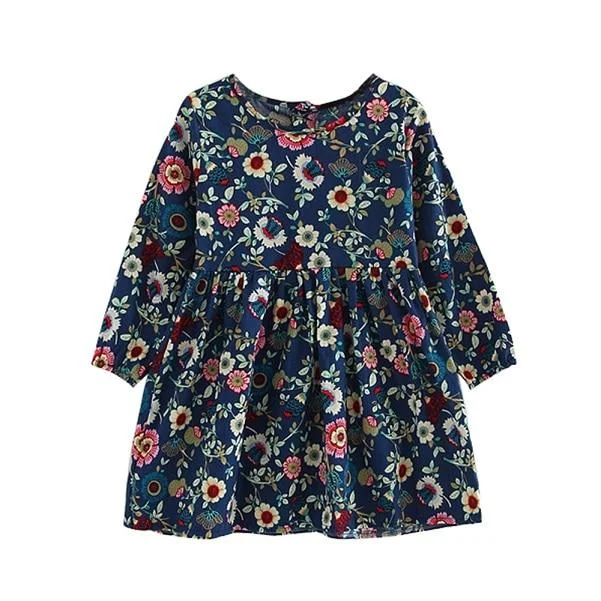 Summer Baby Kids Dresses Children Girls Long Sleeve Floral Princess Dress Spring Summer Dress Baby Girls Clothes dress for girl