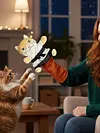 Cat Puppet Wrestler with Protective Sleeve Stuffed Animal Plush Cat Hand Glove Play & Enrichment for Boredom Busting Training and Exercise