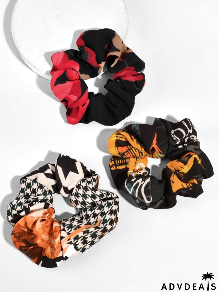 3pcs Houndstooth Print Scrunchie