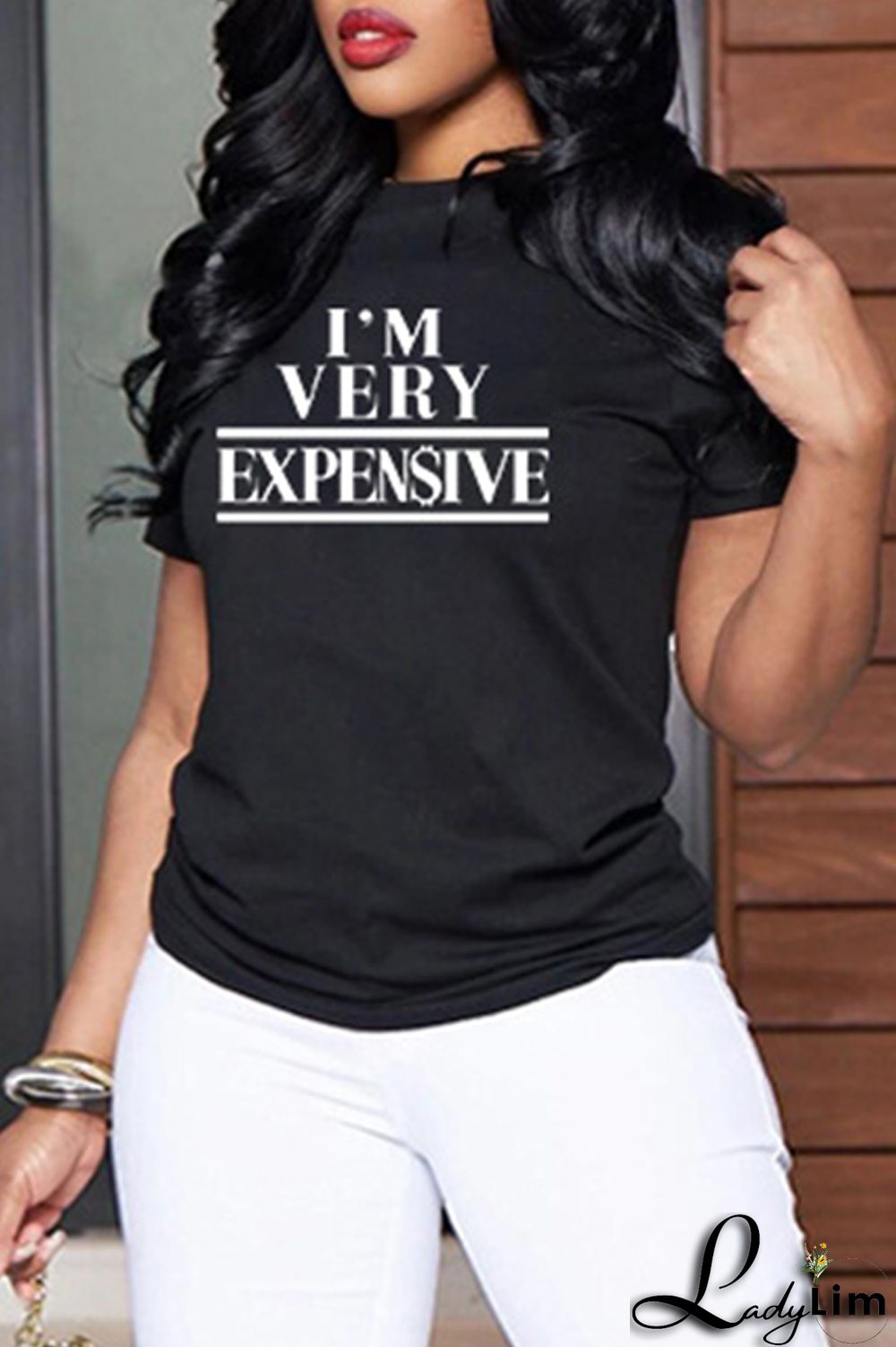 Blue Fashion Casual Letter Print Basic O Neck T-Shirts