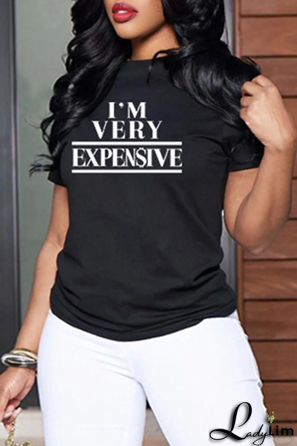 Blue Fashion Casual Letter Print Basic O Neck T-Shirts