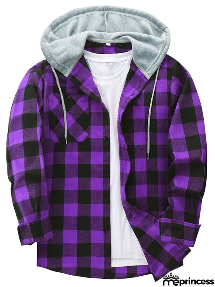 Spring Autumn Men's Trendy Plaid Hoodies