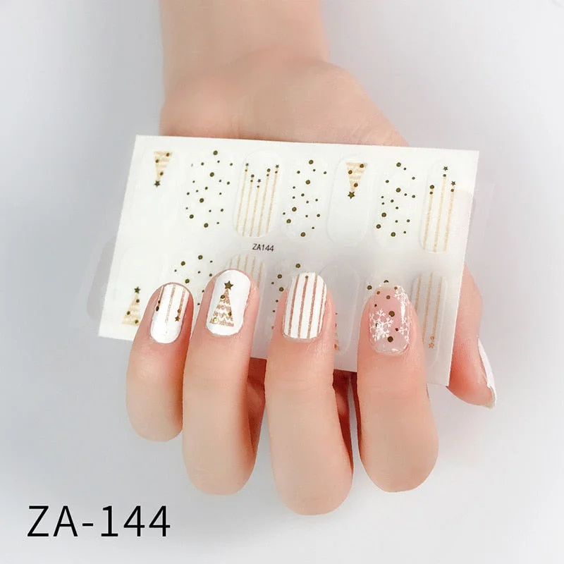 New Designs Full Cover Nail Stickers Fashion Flowers Nail Sticker Set Self Adhesive Manicure Decoracion Nail Strips-Nail Inspo