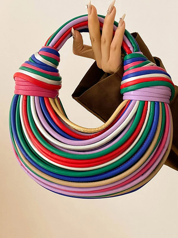 Contrast Color Geometric Zipper Handbags