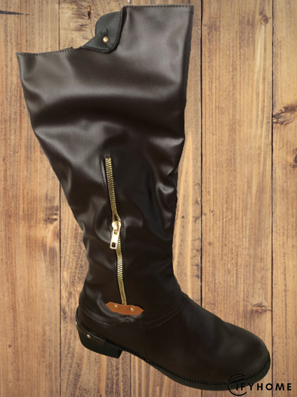 Vintage Casual Pleated Zip Riding Boots | IFYHOME