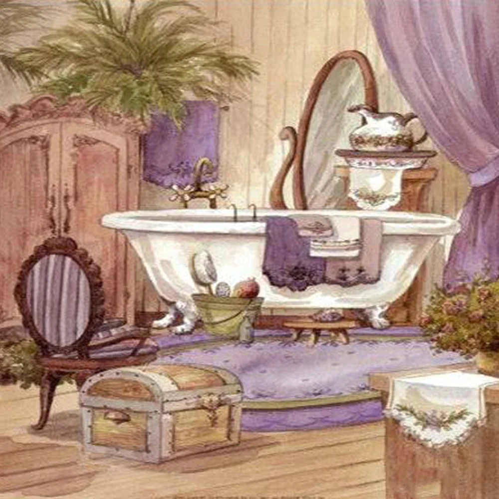 Diamond Painting - Full Round/Square Drill - Bathtub(30*30 - 50*50cm)