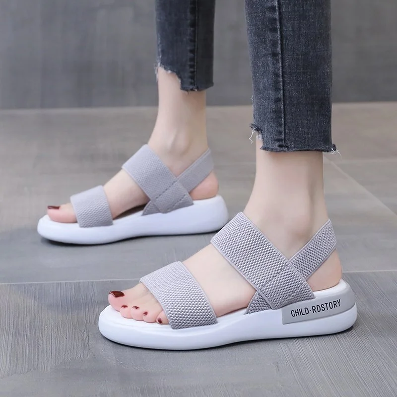 Qengg Women Shoes 2022 Summer Platform Elastic Band Casual Sandals Woman Open Toe Beach Sandals Socofy Sports Sandals Sandalias Mujer