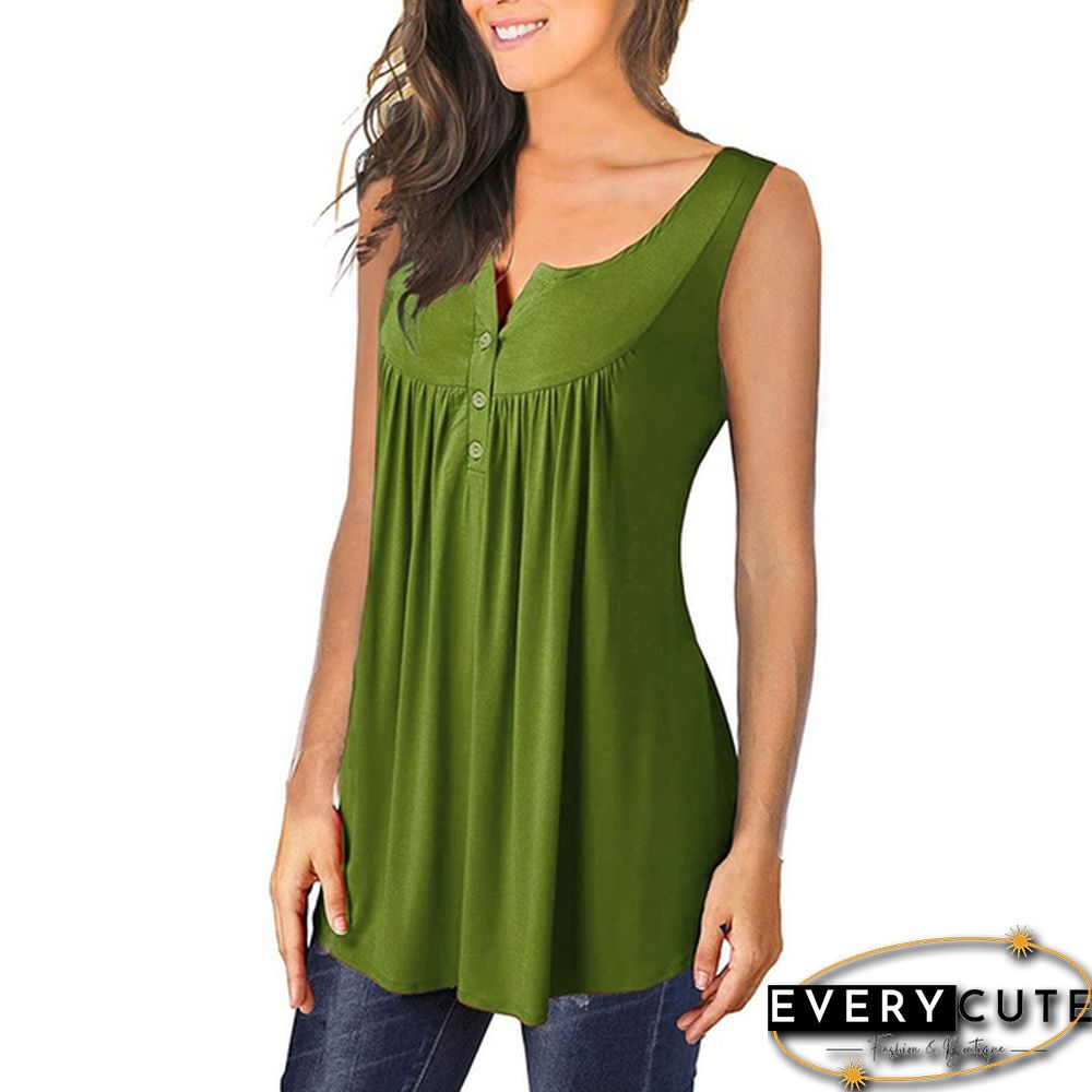 Fashion Women Clothes Spring Summer Casual Sleeveless Camisole Tops Solid Color Cotton Button-down Shirts Ladies Plus Size Loose Cami Tank Top Deep V-neck Halter Blouse