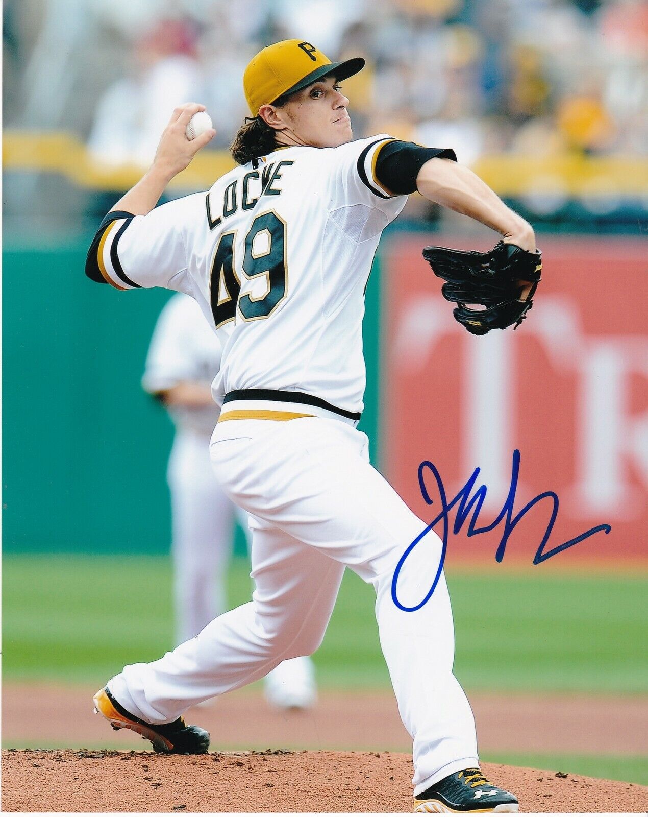 JEFF LOCKE PITTSBURGH PIRATES ACTION SIGNED 8x10