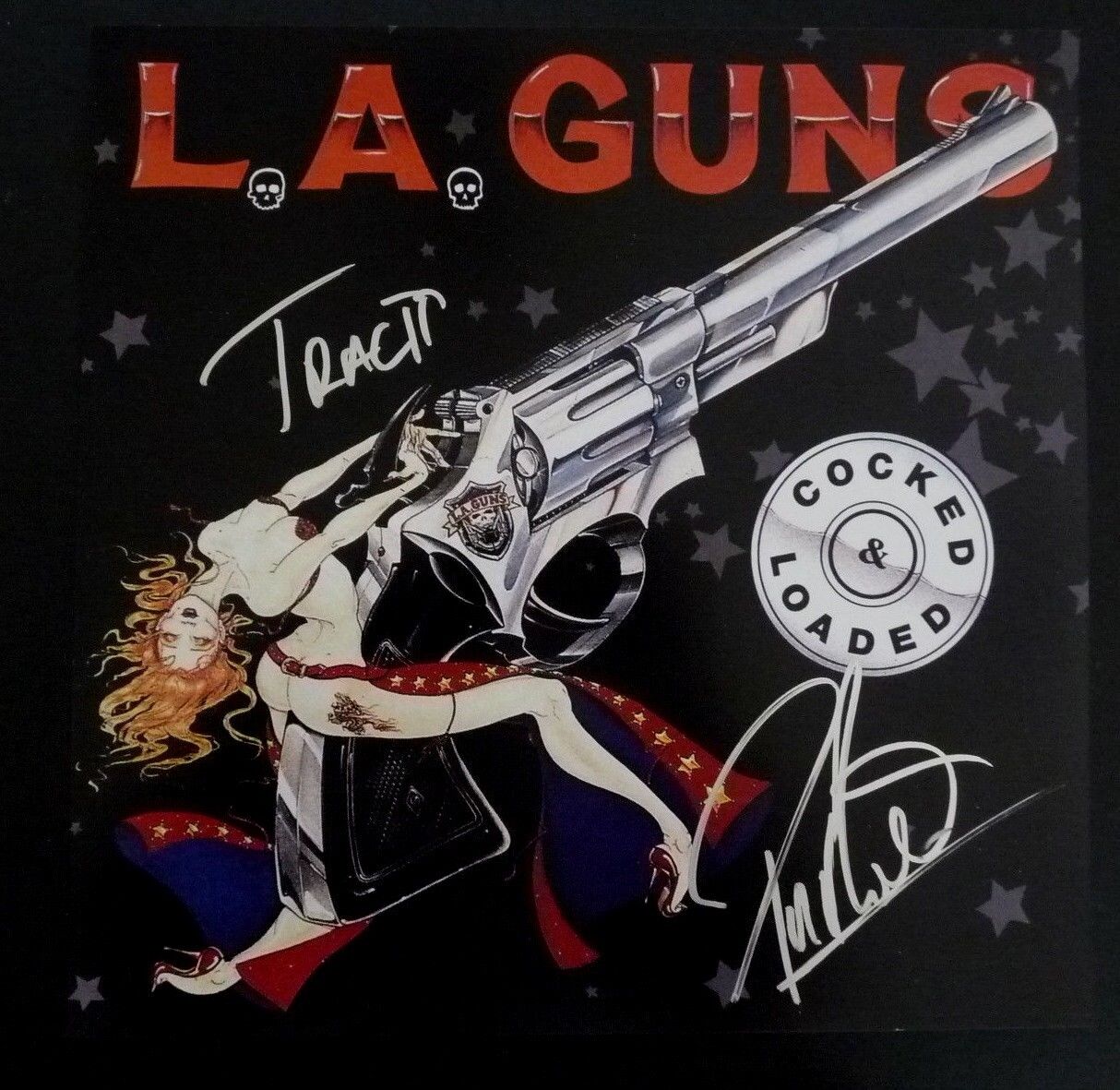 Phil & Tracii L.A. Guns Signed Autographed 12X12 Cocked Photo Poster painting PSA Guaranteed