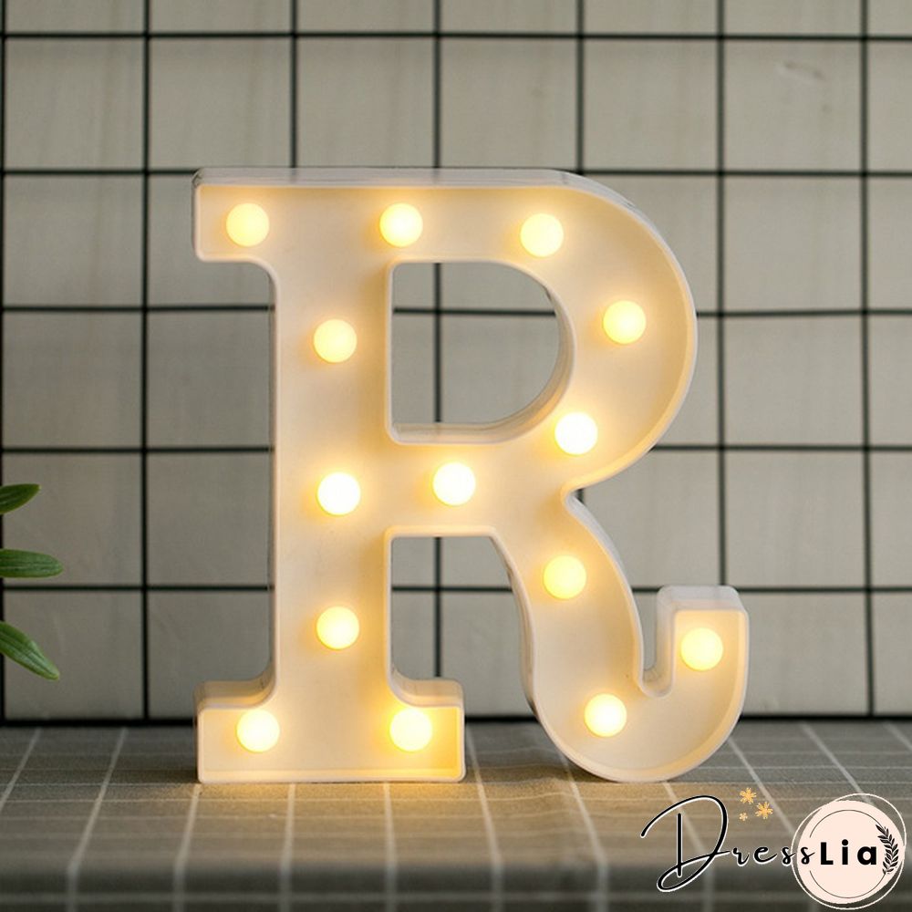 26 Letter LED Lights Luminous Number 0-9Lamp Wedding Birthday Christmas Decoration Decoration Battery Night Light Party Bedroom