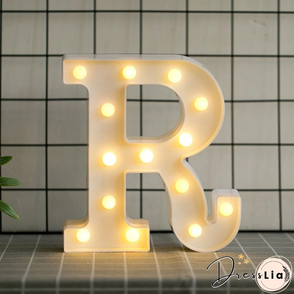 26 Letter LED Lights Luminous Number 0-9Lamp Wedding Birthday Christmas Decoration Decoration Battery Night Light Party Bedroom