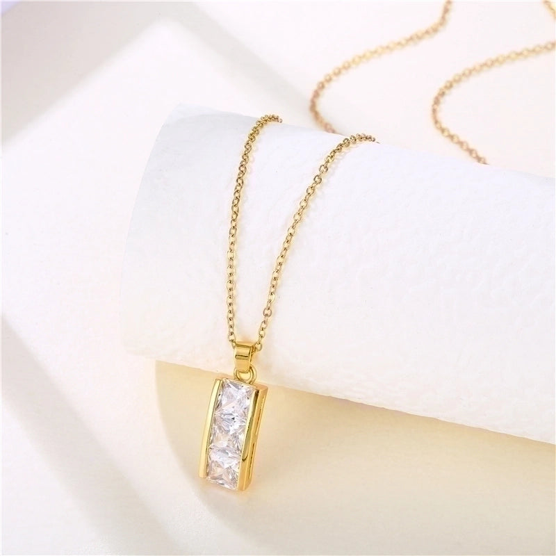 Stainless Steel Titanium Steel 18K Gold Plated Shiny Plating Inlay Rabbit Angel Snake Zircon Pendant Necklace