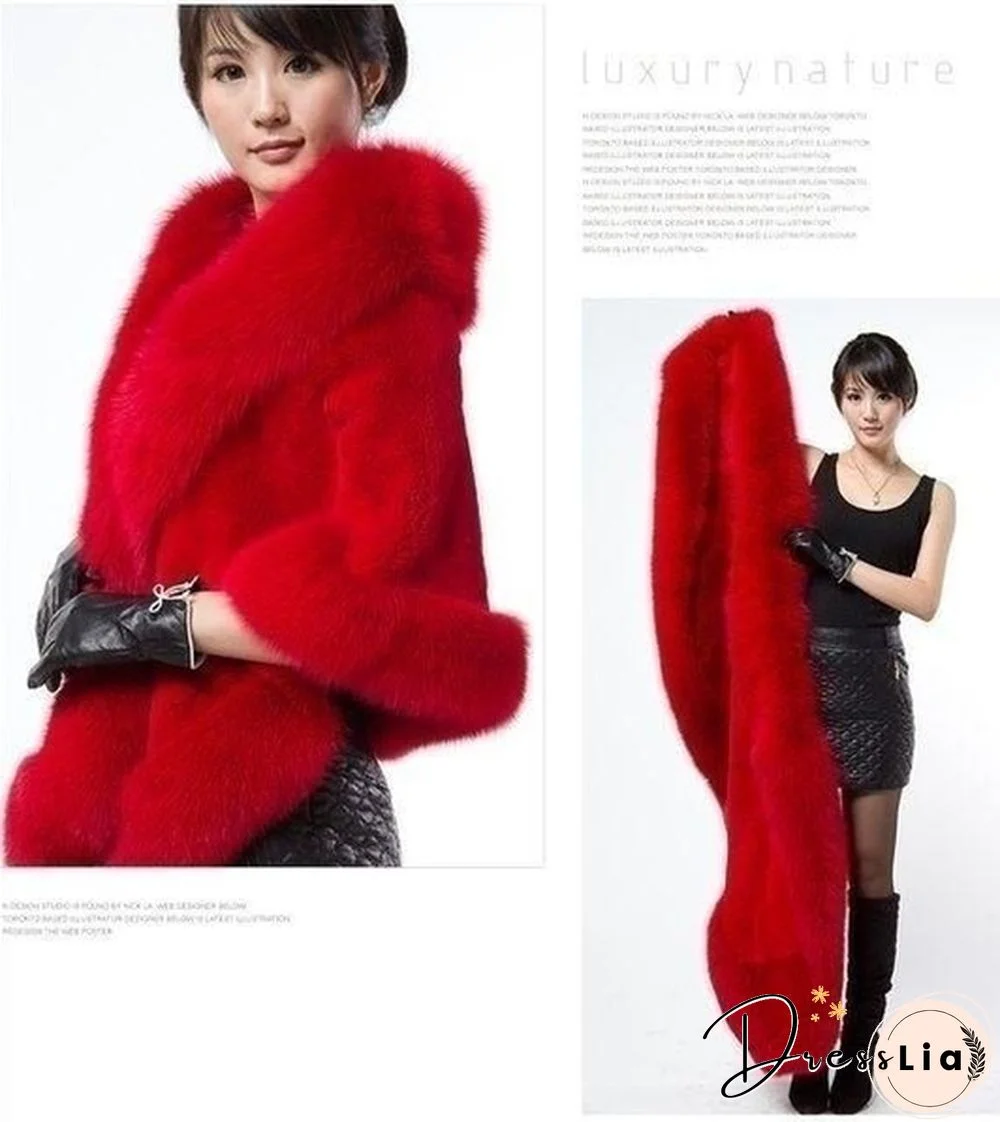 Women Winter Warm Luxury Faux Mink Cashmere Wedding Party Cape Wrap Coat