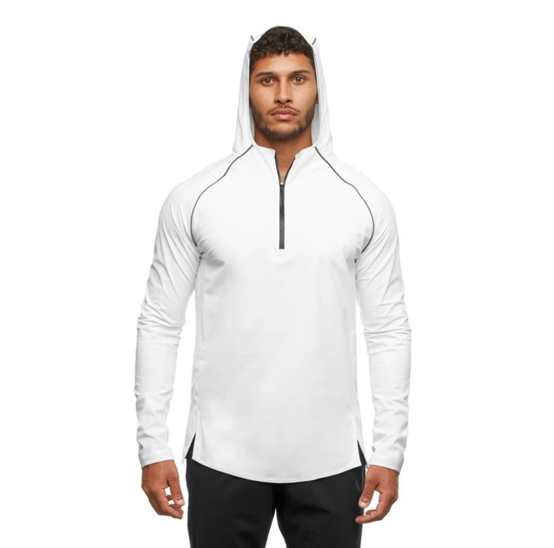 Outdoor Sports Sweater Men Zipper Hooded Running Mountaineering Long Sleeved Training Suit