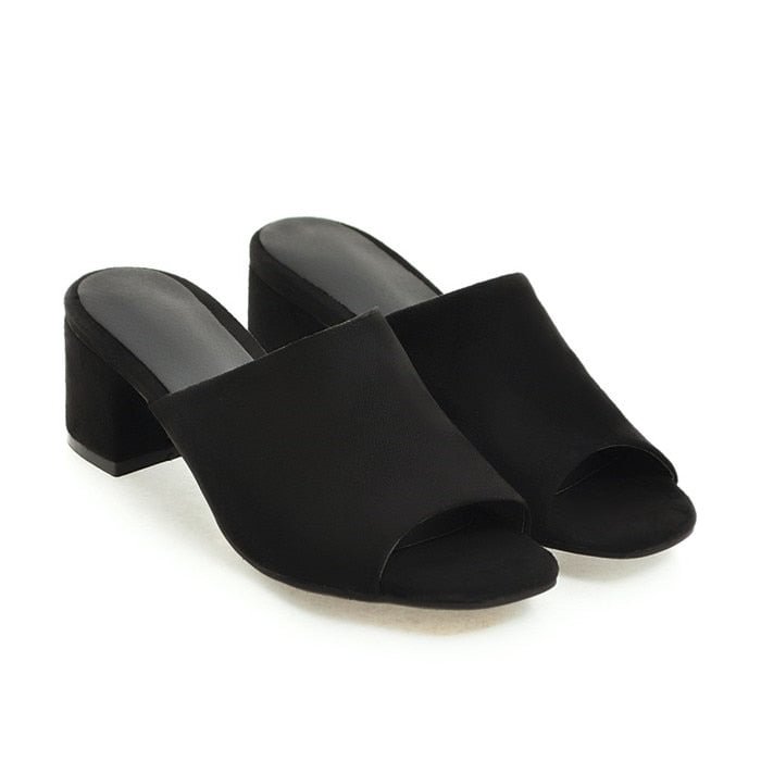 Meotina Women Slippers Summer Sandals Thick High Heel Party Shoes Fashion Peep Toe Ladies Slides Red Sandals New Plus Size 33-43