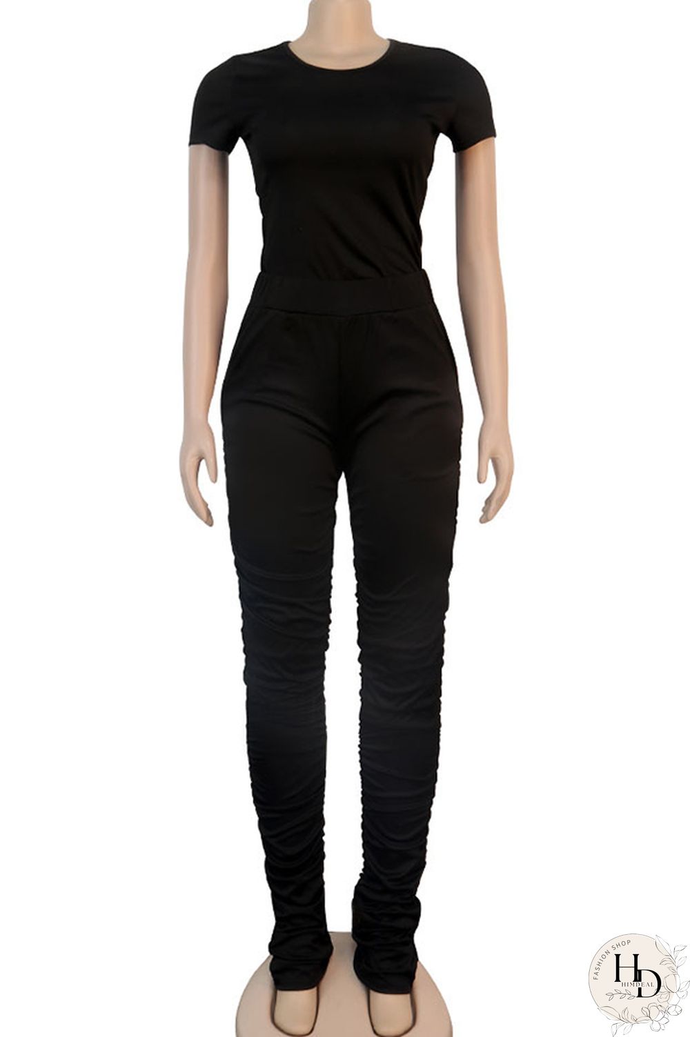 Blue Cotton Casual Sexy Two Piece Suits Patchwork Solid pencil Short Sleeve