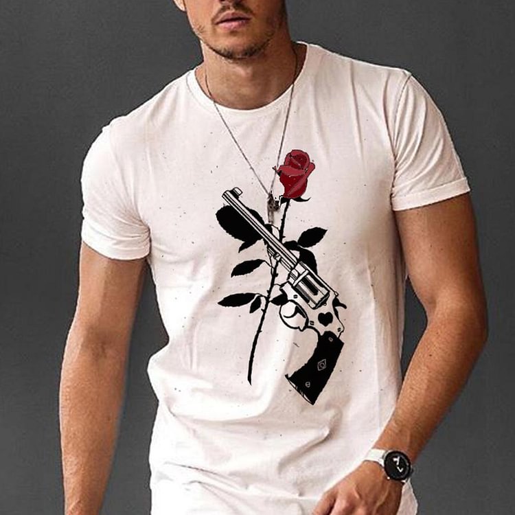 Fashion Casual Rose Print T-shirt