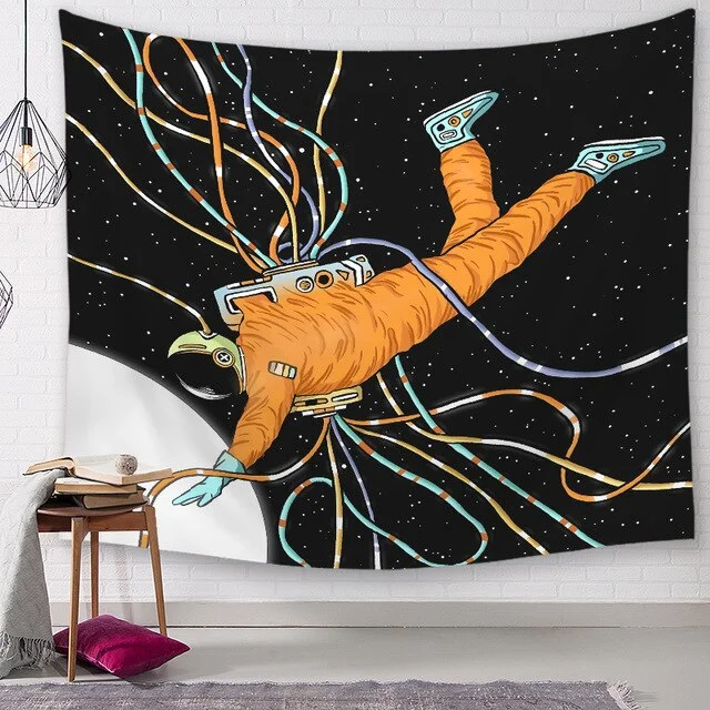 Space astronaut Tapestry Space Wall Hanging rocket Home Decor Bedroom Carpet Polyester Decorative Livnig Room Tapestry Wall
