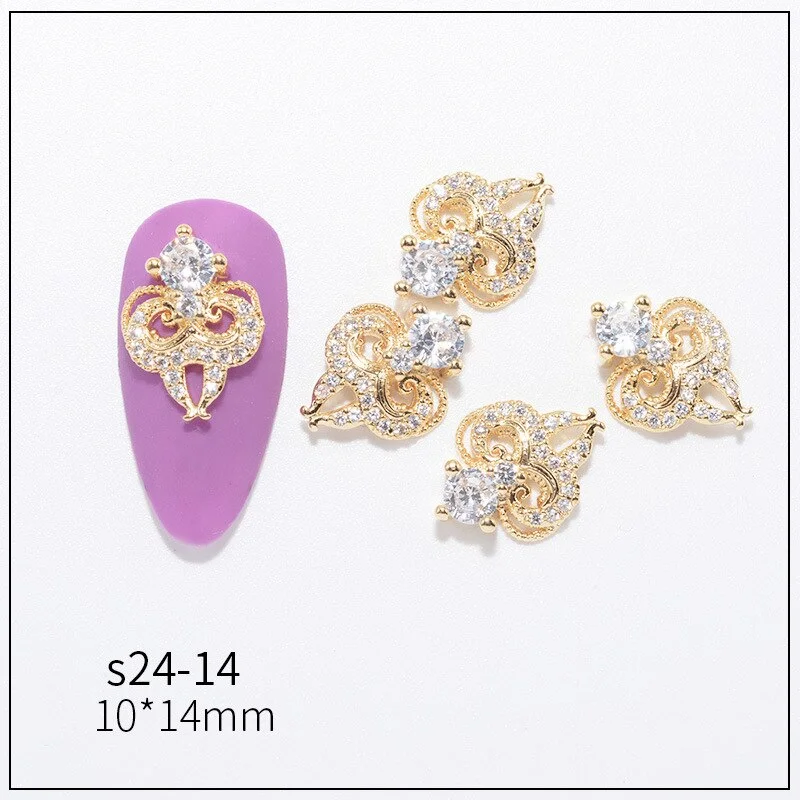 Nail Decoration Embellished Pendant Flash Drilling Chain Designs 5 Pcs/Set Metal With Zircon Rhinestones For Beauty Salons-Nail Inspo