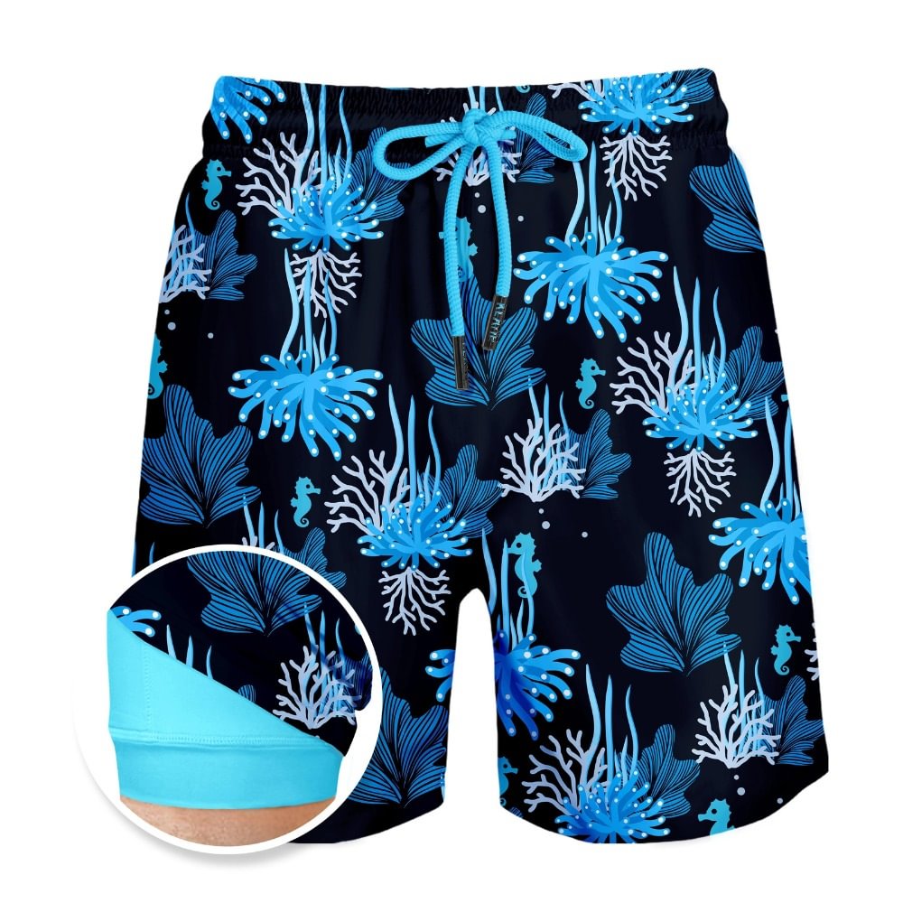 Blue Coral - Compression Liner Hybrid Shorts